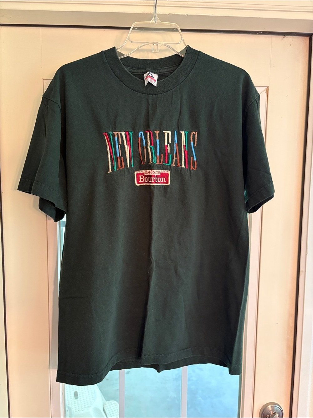 New Orleans Bourbon Street Embroidered Green T-Shirt